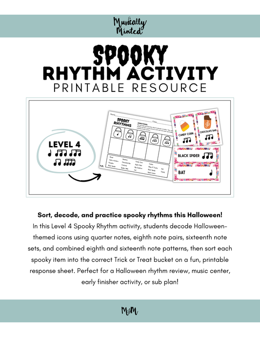 Spooky Rhythms Activity | Level 4 | Rhythm Decoding Activity and Cards DIGITAL DOWNLOAD
