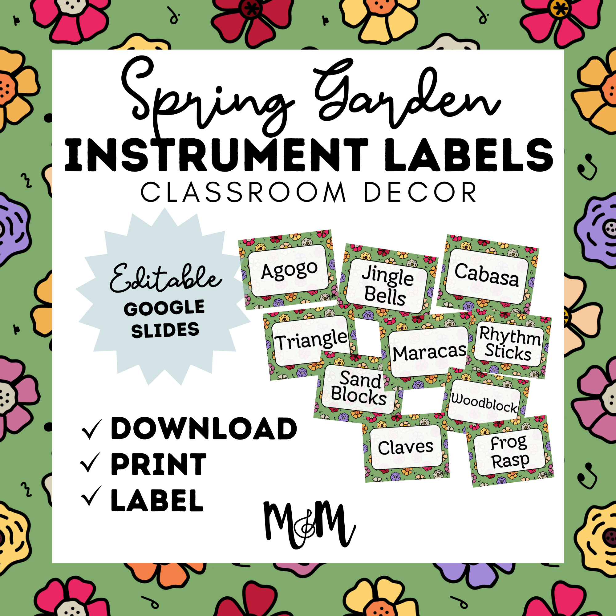 Spring Quater Instrument Spring Garden: Instrument Labels DIGITAL DOWNLOAD – Musically Minted