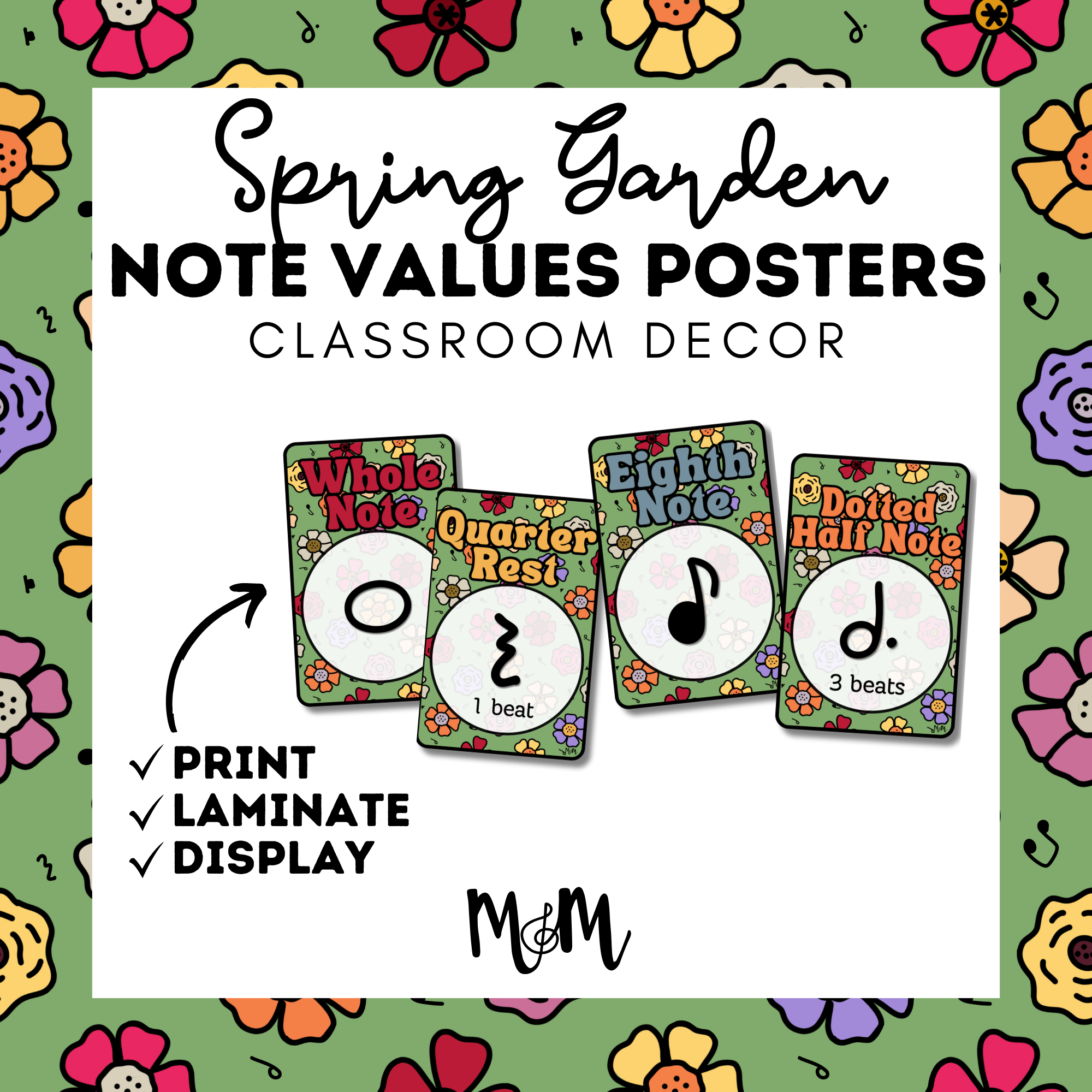 Spring Garden: Note Values Posters DIGITAL DOWNLOAD – Musically Minted