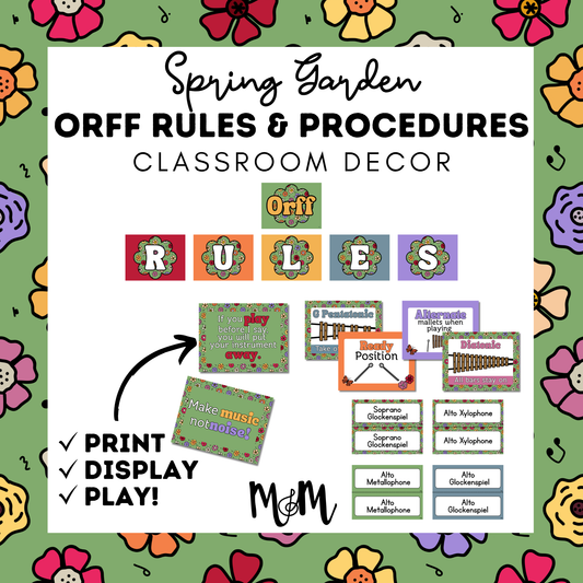 Spring Garden: Orff Rules & Expectations Posters | Music Room Decor