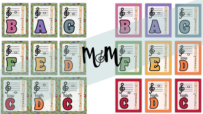 Spring Garden: Recorder Fingering Posters DIGITAL DOWNLOAD