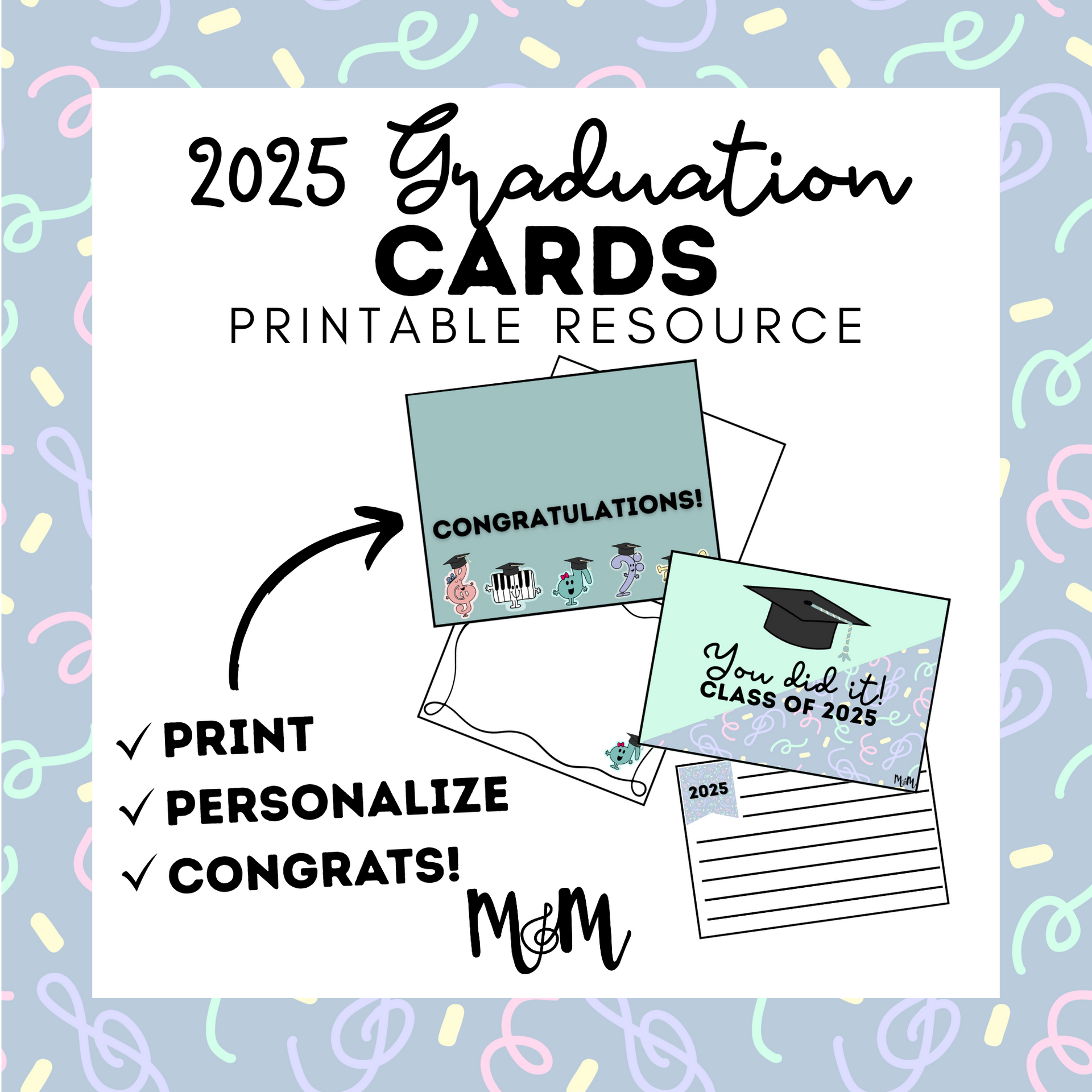 2025 grad cards Musically Minted: Congrats Grad from the Music Teacher
