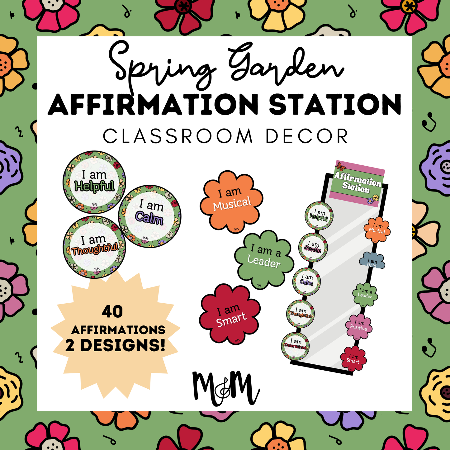 Spring Garden: Affirmation Station | Music Classroom Decor