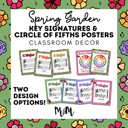 Spring Garden: Circle of Fifths & Key Signature Posters | Music Decor