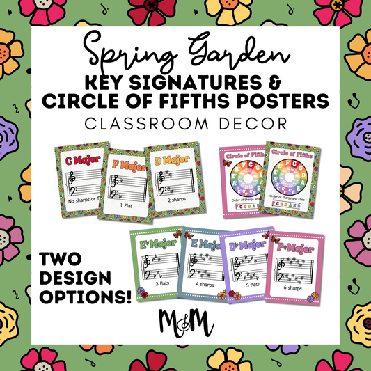 Spring Garden: Circle of Fifths & Key Signature Posters | Music Decor