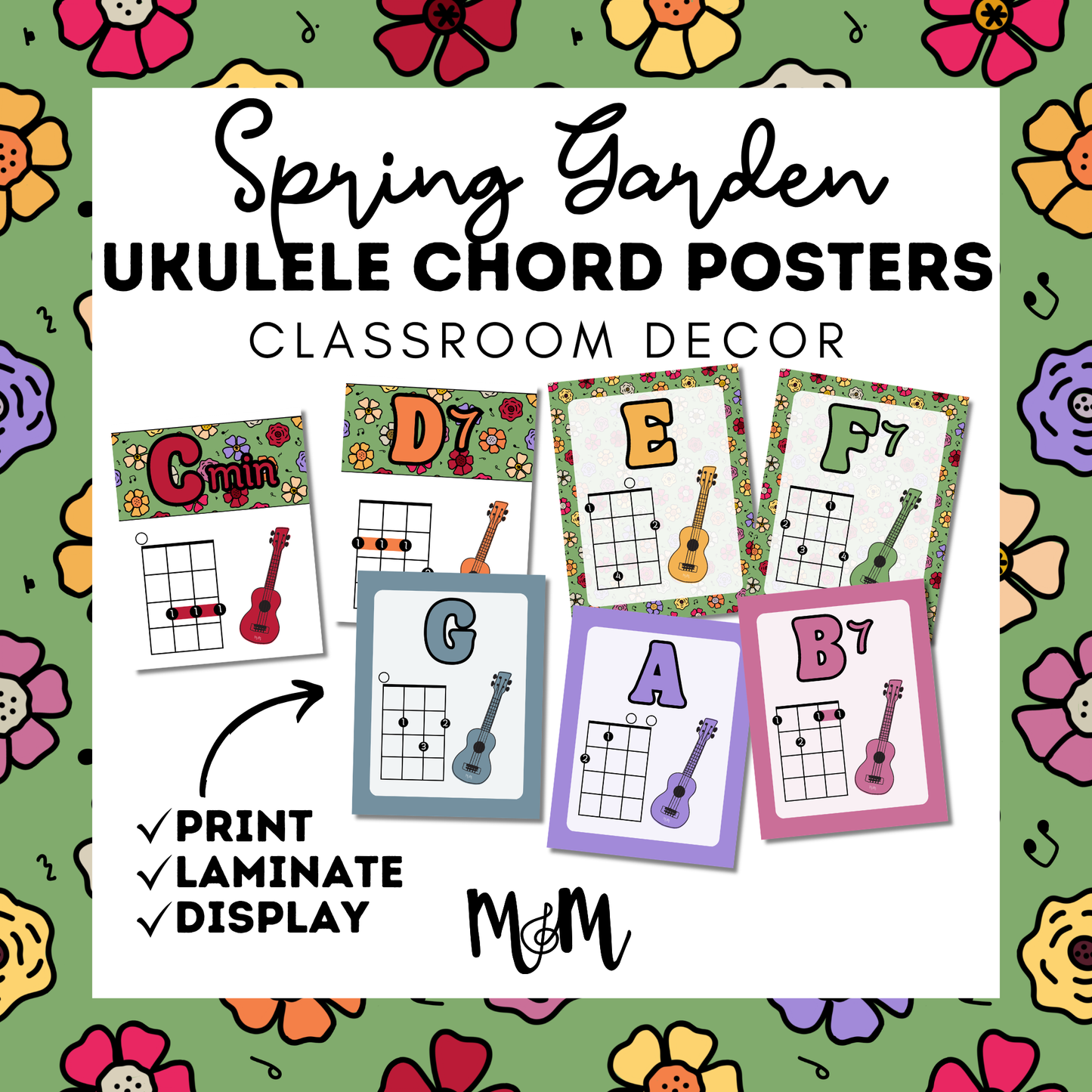 Spring Garden: Ukulele Chord Posters DIGITAL DOWNLOAD