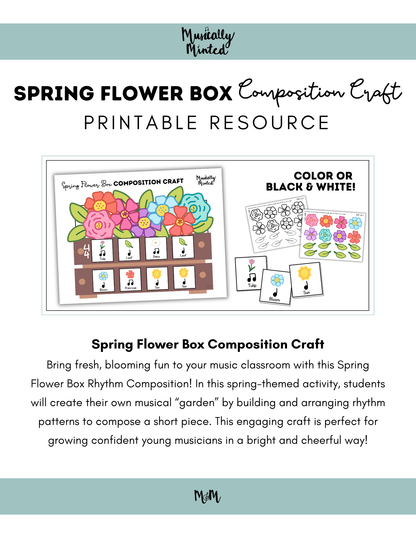 Spring Flower Rhythm Composition Craft | Music Activity | Rhythm Writing DIGITAL DOWNLOAD
