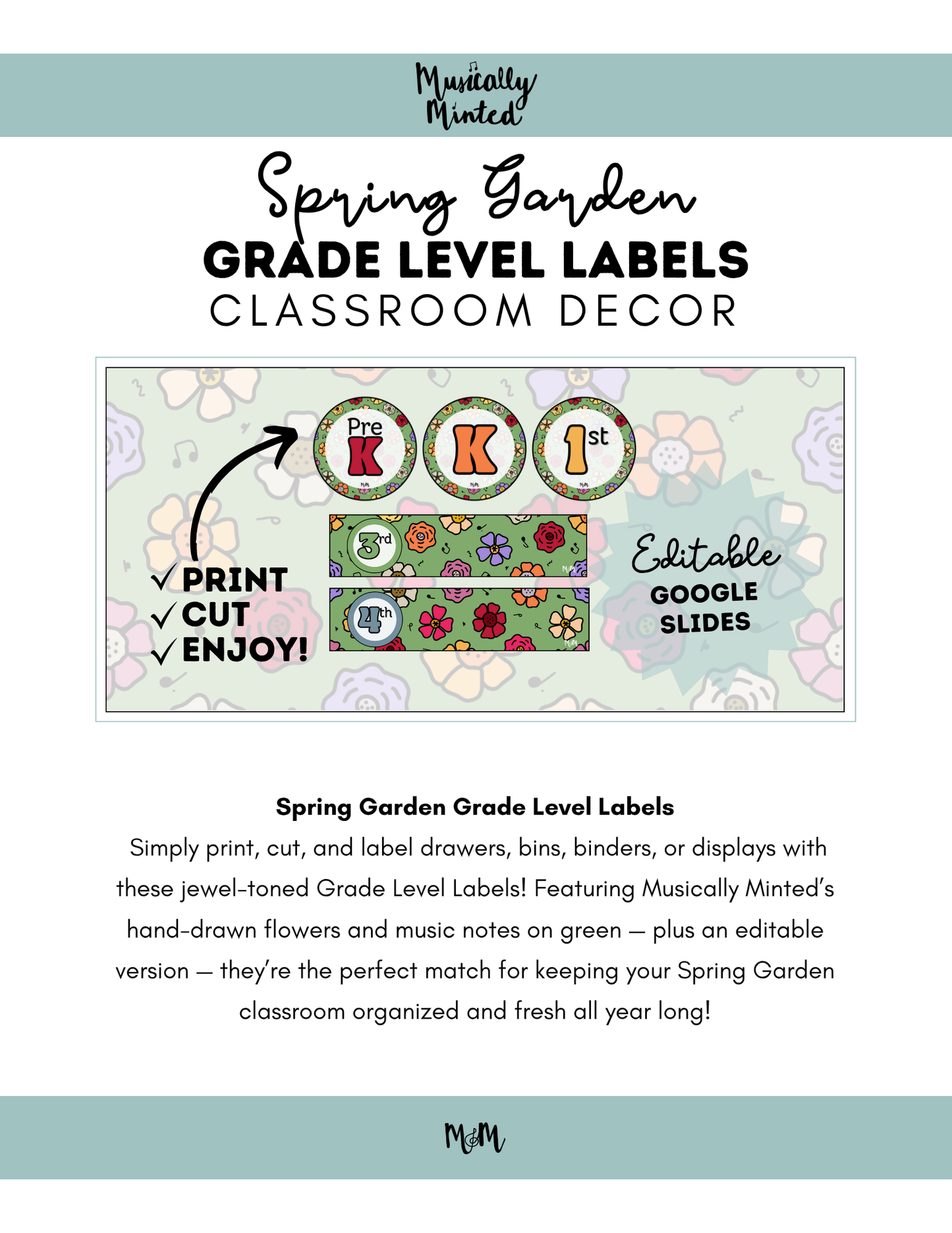 Spring Garden: Grade Level Labels DIGITAL DOWNLOAD