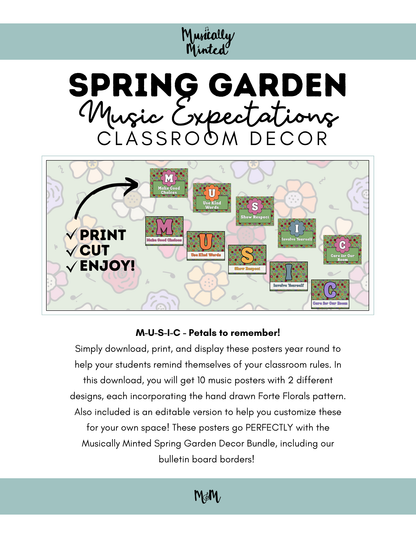 Spring Garden: Classroom Expectation Posters DIGITAL DOWNLOAD