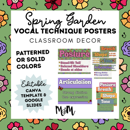 Spring Garden: Vocal Technique Posters | Music Classroom Decor