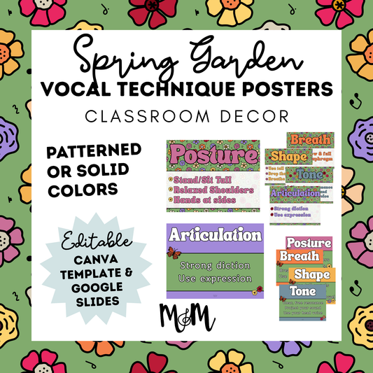 Spring Garden: Vocal Technique Posters | Music Classroom Decor