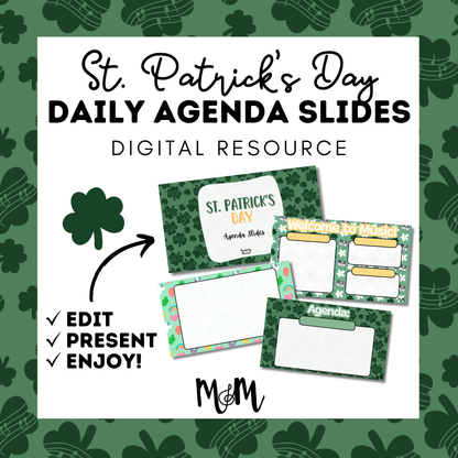 St. Patrick’s Day Daily Agenda Slides | Google Slides DIGITAL DOWNLOAD