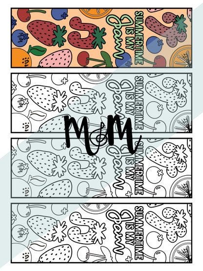 Singing Summer Citrus | Music Bookmarks | Printable Coloring Activity DIGITAL DOWNLOAD