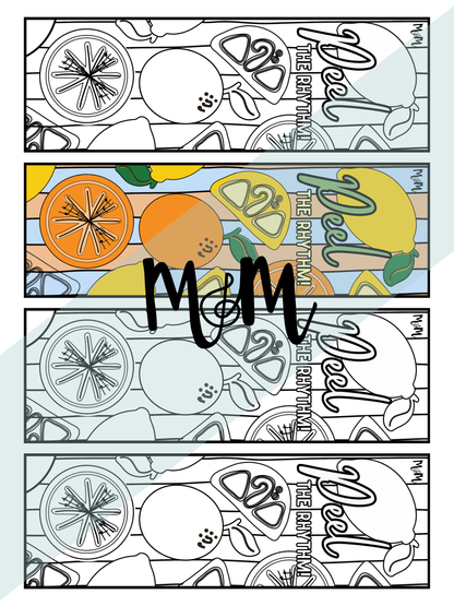 Singing Summer Citrus | Music Bookmarks | Printable Coloring Activity DIGITAL DOWNLOAD