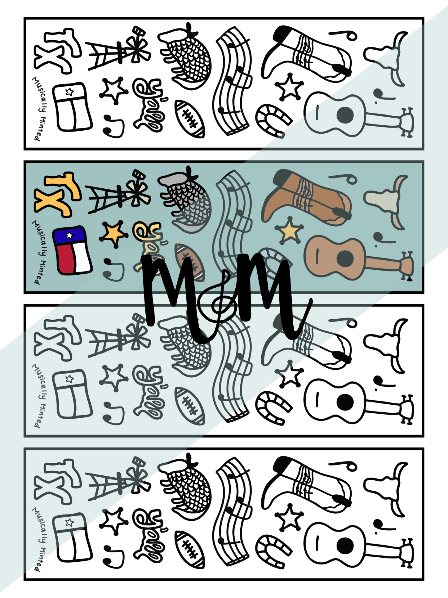 Texas Favs | Music Bookmarks | Printable Coloring Activity DIGITAL DOWNLOAD