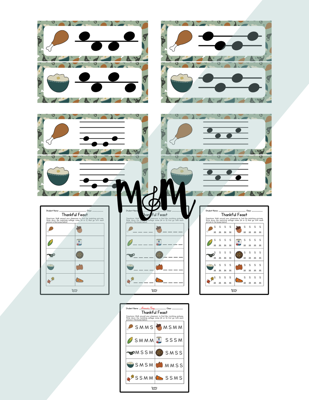 Thanksgiving: Write the Room | Solfege Level 1 (Sol-Mi) | Printable Music Activity DIGITAL DOWNLOAD