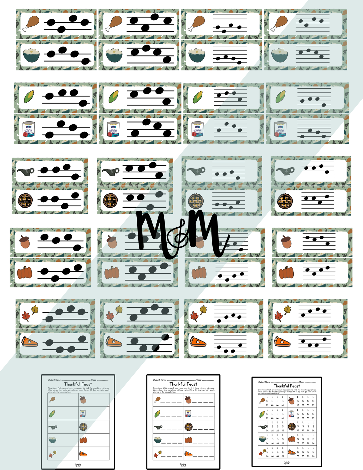 Thanksgiving Feast Write the Room | Solfege Level 2 | Sol-La-Mi Printable Activity DIGITAL DOWNLOAD