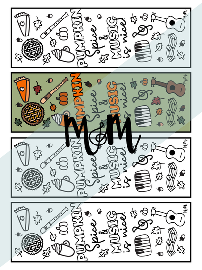Thanksgiving | Music Bookmarks | Printable Fall and Football Themed Coloring Activity DIGITAL DOWNLOAD