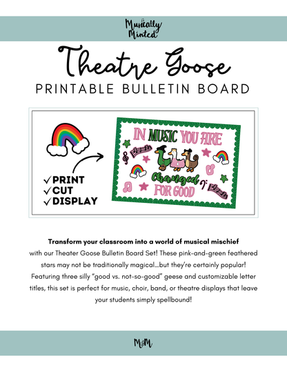 Theatre Goose | Music Bulletin Board Display | Printable Classroom Decor DIGITAL DOWNLOAD