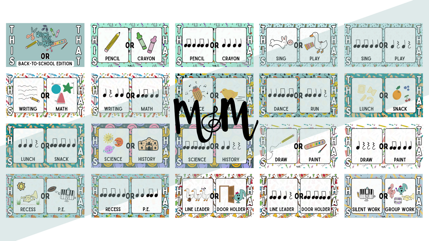 This or That Rhythms: Back to School Edition | Interactive Google Slides Music Activity  DIGITAL DOWNLOAD