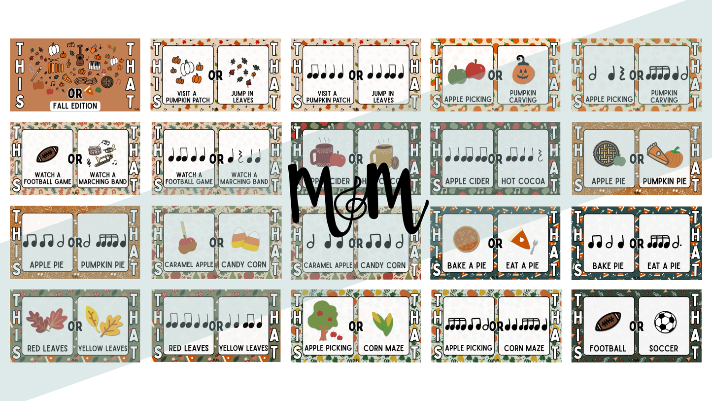 This or That Rhythms: Fall Edition | Interactive Google Slides Music Activity DIGITAL DOWNLOAD