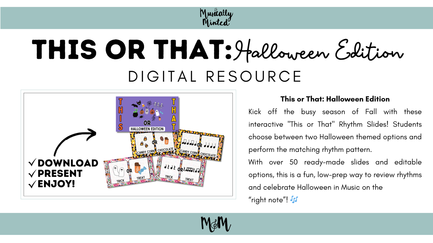 This or That Rhythms: Halloween Edition | Interactive Google Slides Music Activity DIGITAL DOWNLOAD