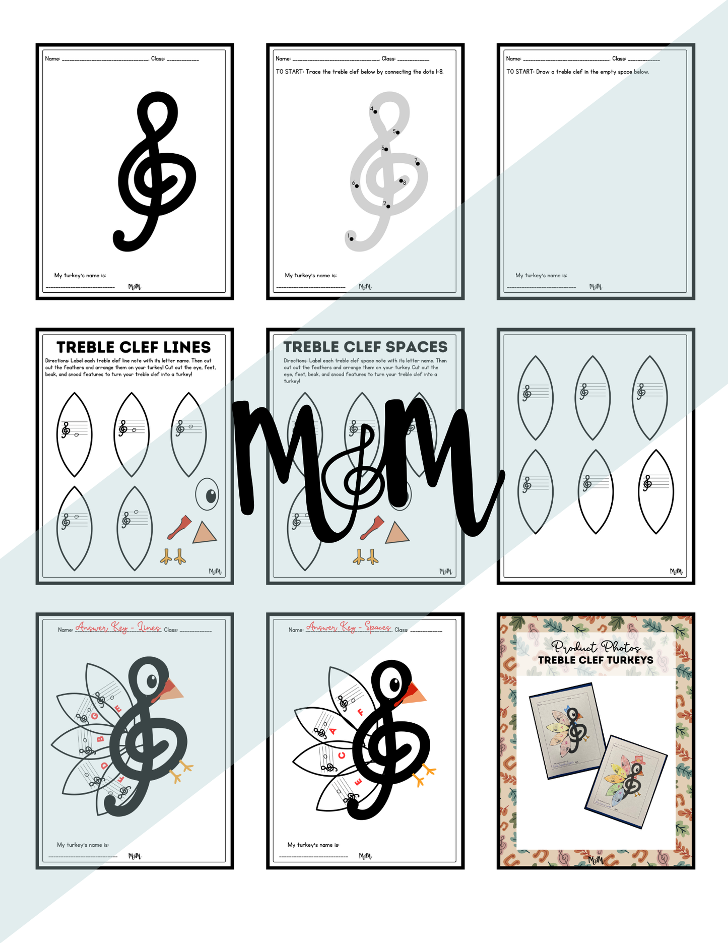 Treble Clef Turkey | Thanksgiving Music Activity DIGITAL DOWNLOAD