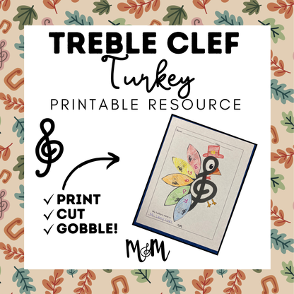 Treble Clef Turkey | Thanksgiving Music Activity DIGITAL DOWNLOAD