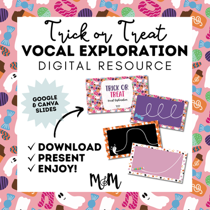 Trick or Treat | Vocal Exploration | Google Slides | Halloween Music Class Activity | Vocal Warm-up DIGITAL DOWNLOAD