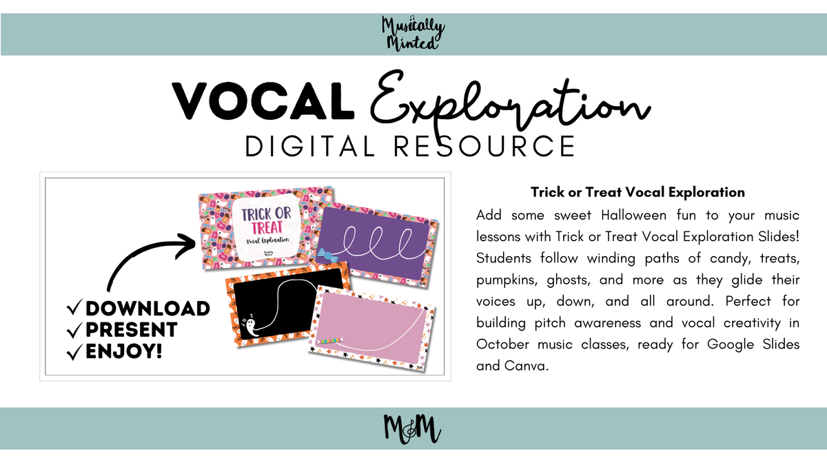 Trick or Treat | Vocal Exploration | Google Slides | Halloween Music Class Activity | Vocal Warm-up DIGITAL DOWNLOAD