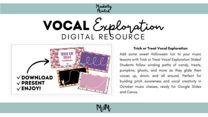 Trick or Treat | Vocal Exploration | Google Slides | Halloween Music Class Activity | Vocal Warm-up DIGITAL DOWNLOAD
