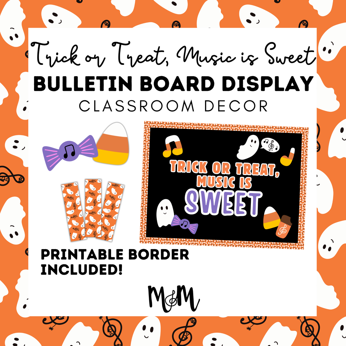 Trick or Treat, Music is Sweet Bulletin Board Display | Halloween Bulletin Board DIGITAL DOWNLOAD