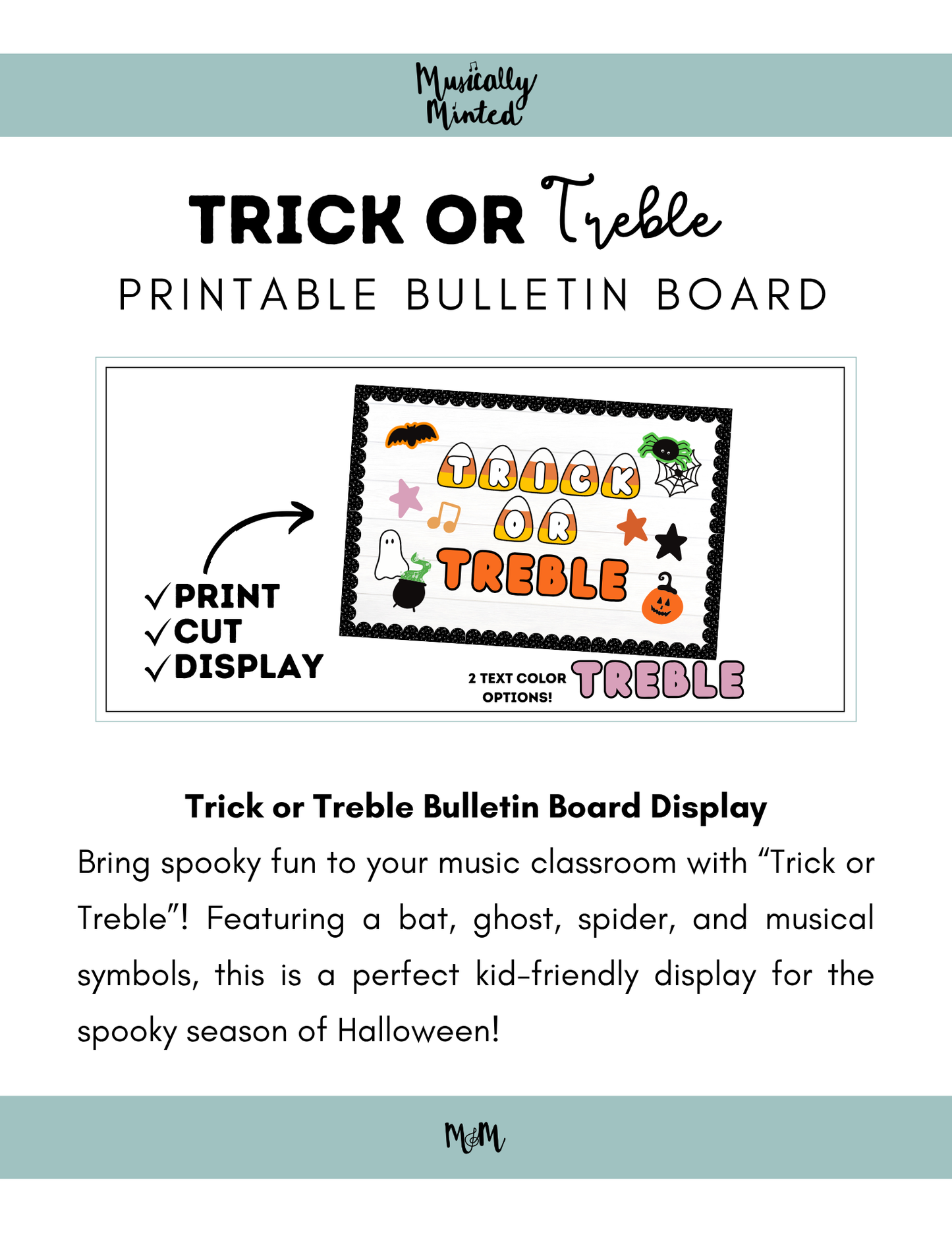 Trick or Treble | Halloween Music Bulletin Board Display | Spooky Bulletin Board DIGITAL DOWNLOAD