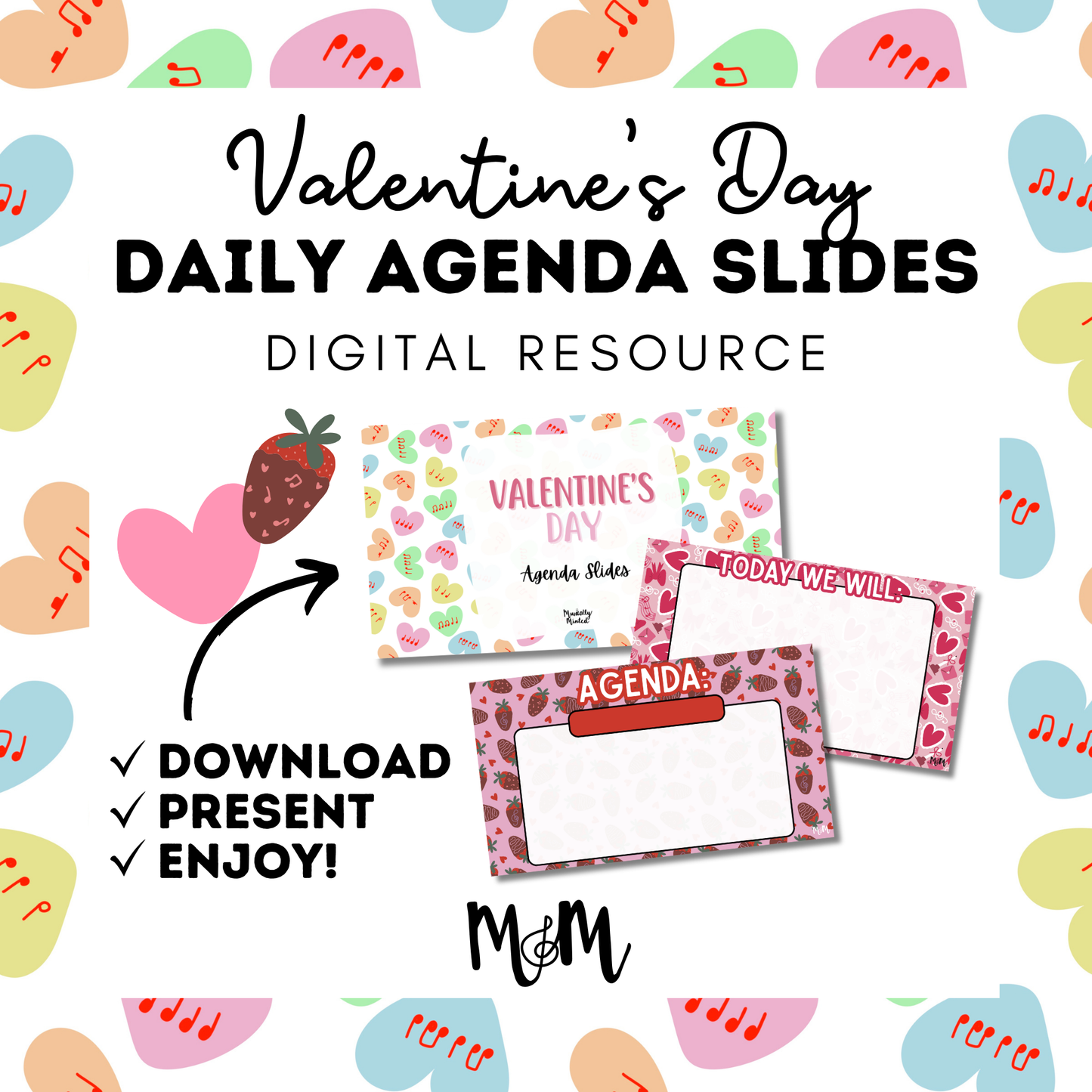 Valentines Day | Daily Agenda Google Slides | Music Teacher Resource DIGITAL DOWNLOAD