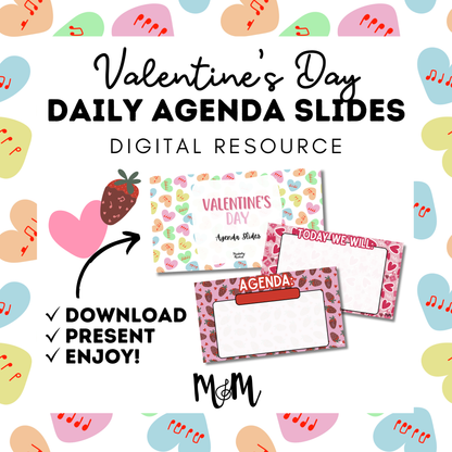 Valentines Day | Daily Agenda Google Slides | Music Teacher Resource DIGITAL DOWNLOAD