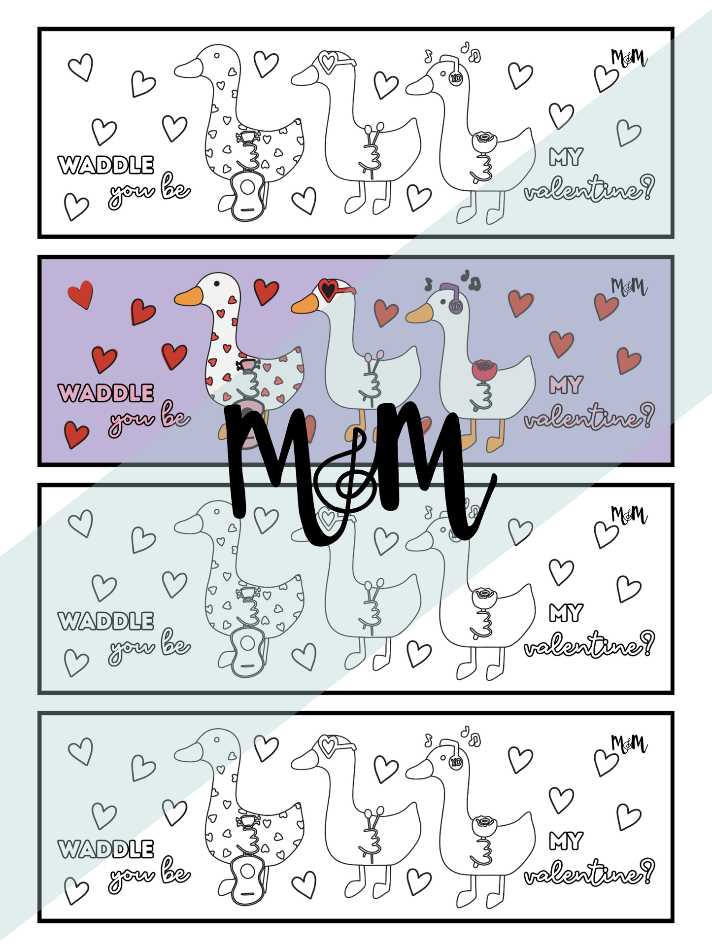 Valentines Day | Music Bookmarks | Printable Coloring Activity DIGITAL DOWNLOAD