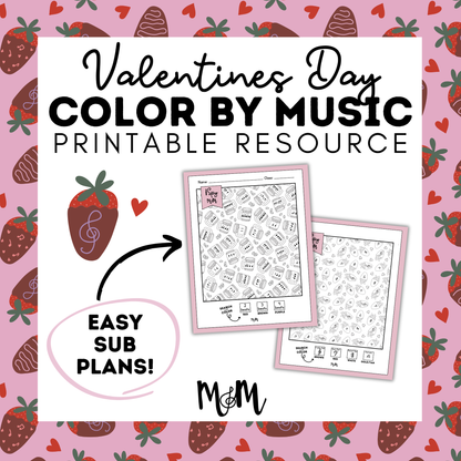 Valentines Day | Color by Music | iSpy Instrument Families, Music Symbols, and Meter DIGITAL DOWNLOAD