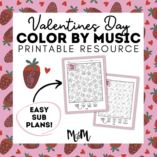 Valentines Day | Color by Music | iSpy Instrument Families, Music Symbols, and Meter DIGITAL DOWNLOAD