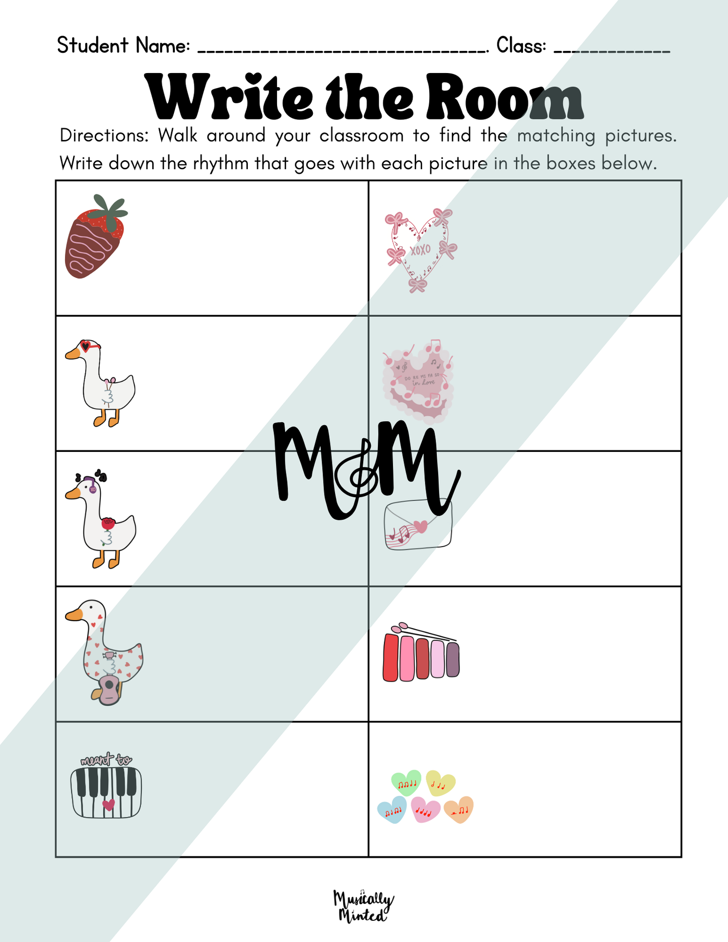 Valentines Day: Write the Room | Rhythm Level 1 | Music Activity | DIGITAL DOWNLOAD