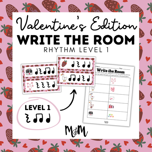 Valentines Day: Write the Room | Rhythm Level 1 | Music Activity | DIGITAL DOWNLOAD
