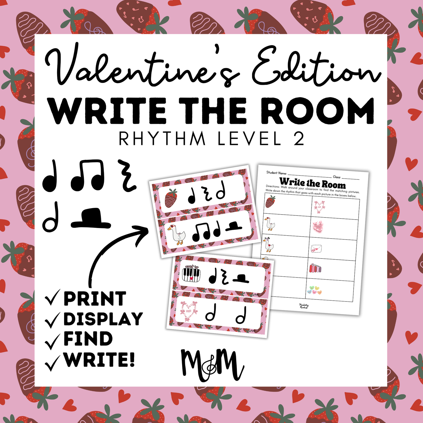 Valentines Day: Write the Room | Rhythm Level 2 | Music Activity | DIGITAL DOWNLOAD