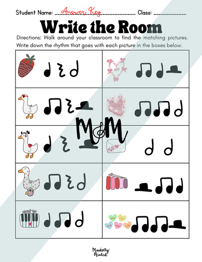 Valentines Day: Write the Room | Rhythm Level 2 | Music Activity | DIGITAL DOWNLOAD