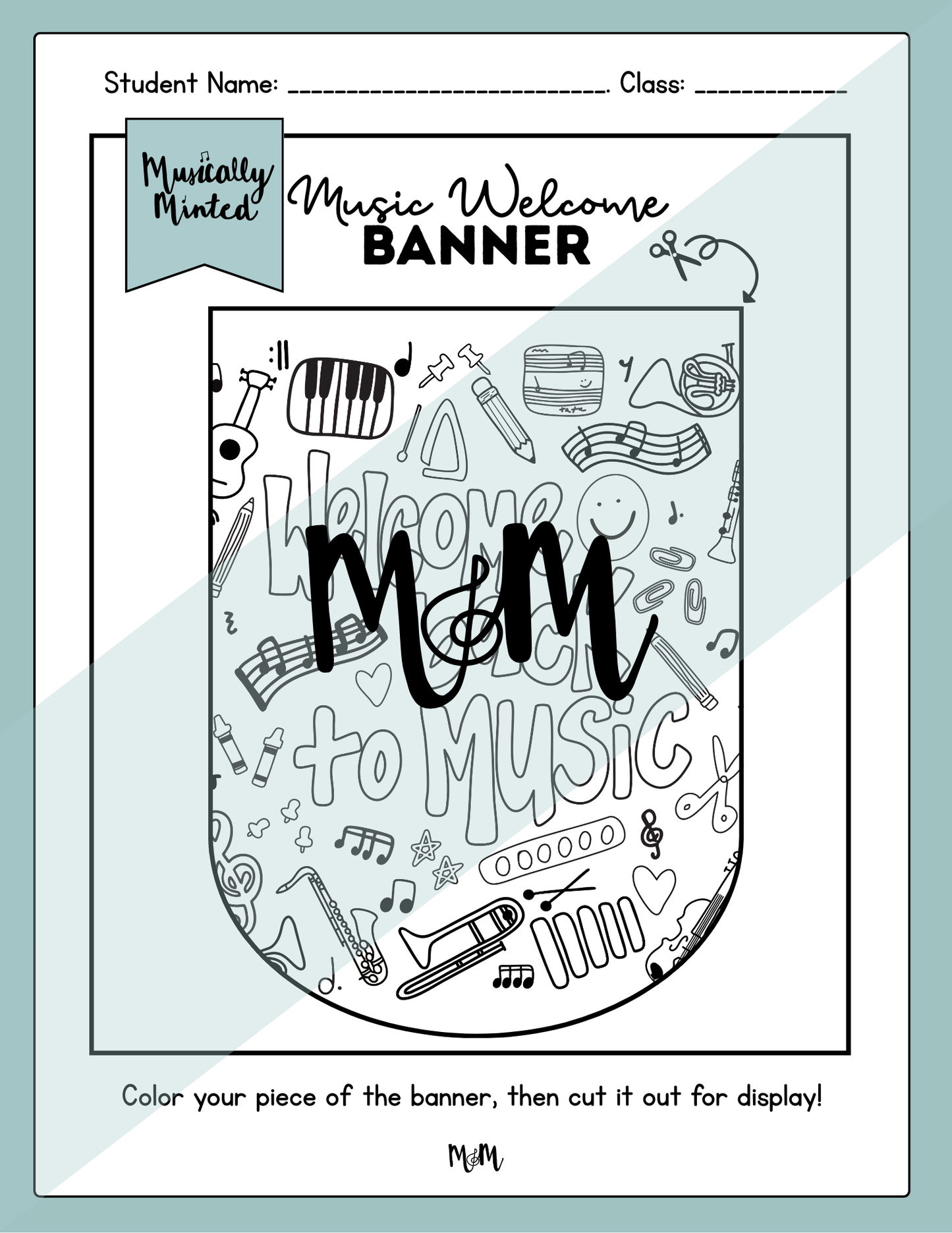 Welcome Back to Music: Class Banner and Coloring Activity DIGITAL DOWNLOAD