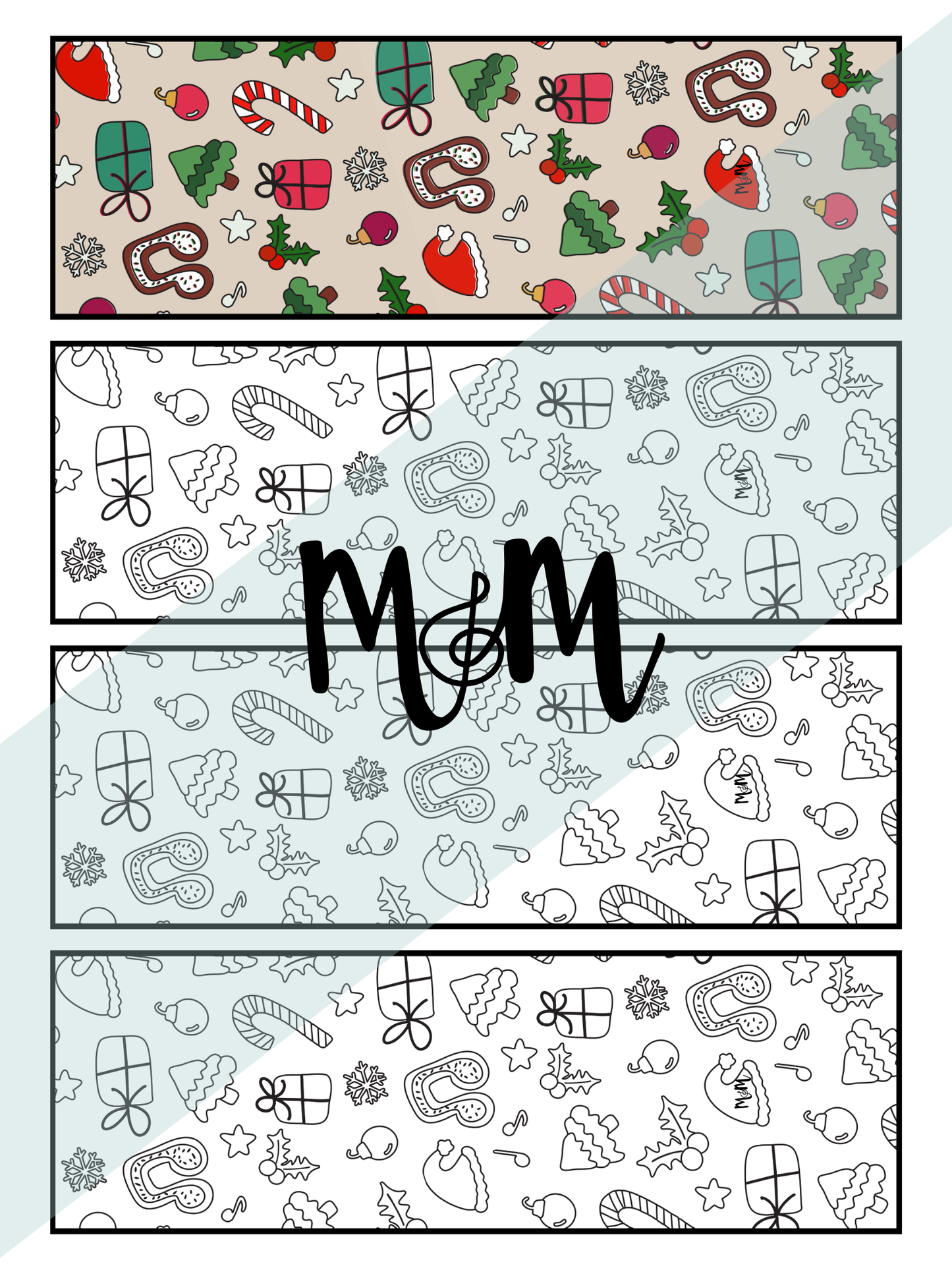Holiday Favs | Music Bookmarks | Printable Coloring Activity DIGITAL DOWNLOAD
