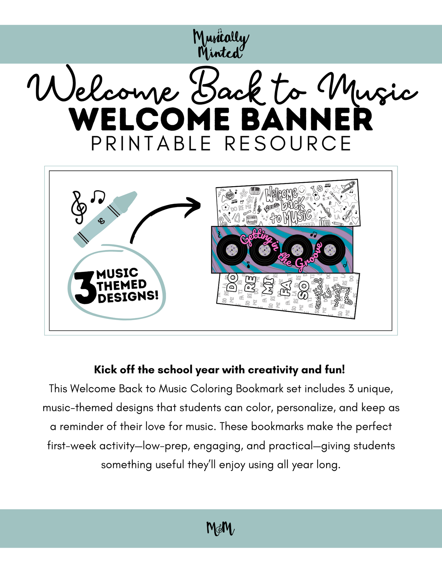 Welcome Back to Music: Bookmarks | Music Class Coloring Activity DIGITAL DOWNLOAD