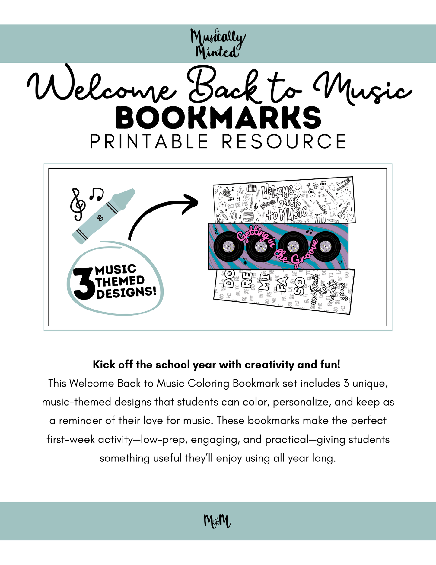 Welcome Back to Music: Bookmarks | Music Class Coloring Activity DIGITAL DOWNLOAD
