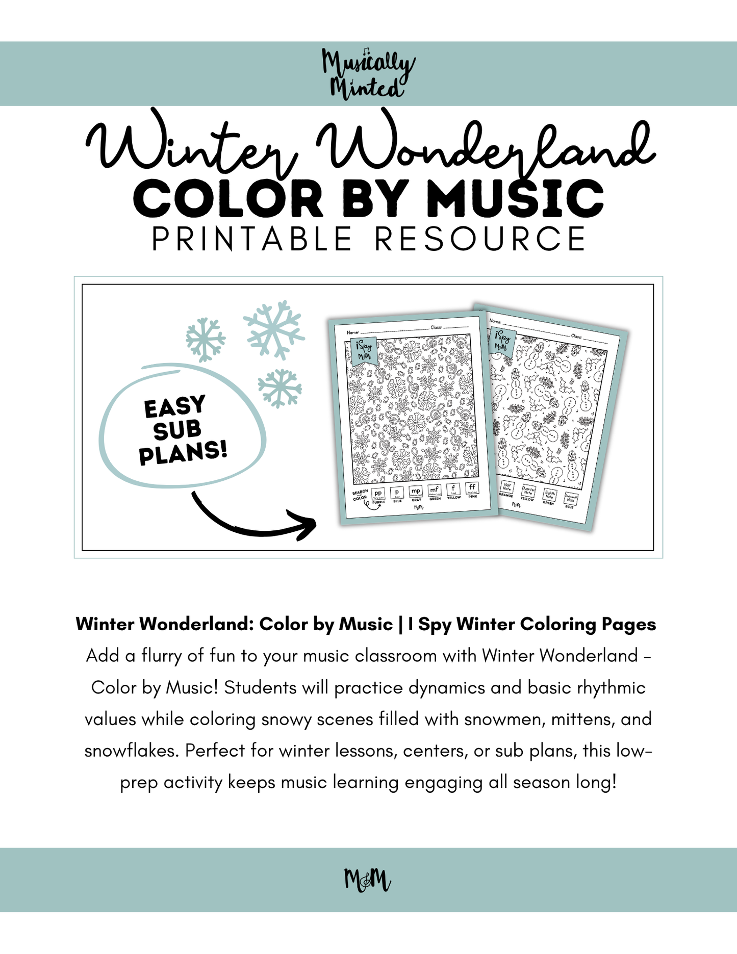 Winter Wonderland | Color by Music | iSpy Dynamics and Rhythm Values DIGITAL DOWNLOAD (Copy)