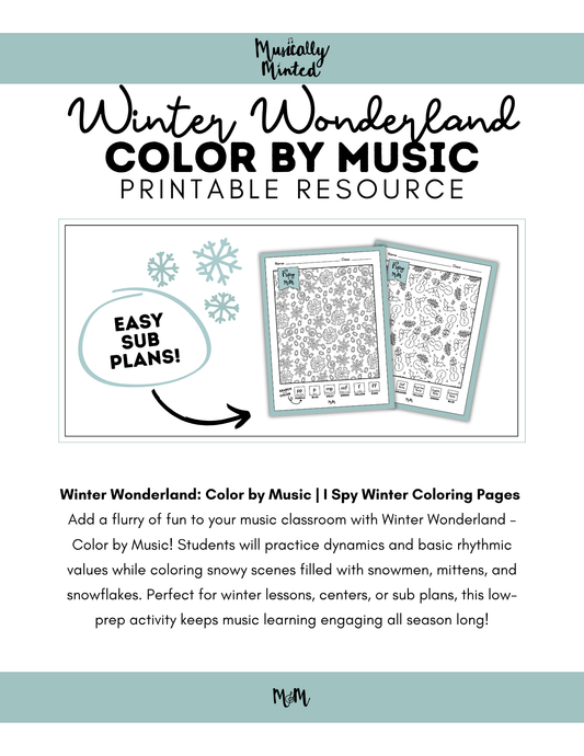 Winter Wonderland | Color by Music | iSpy Dynamics and Rhythm Values DIGITAL DOWNLOAD (Copy)