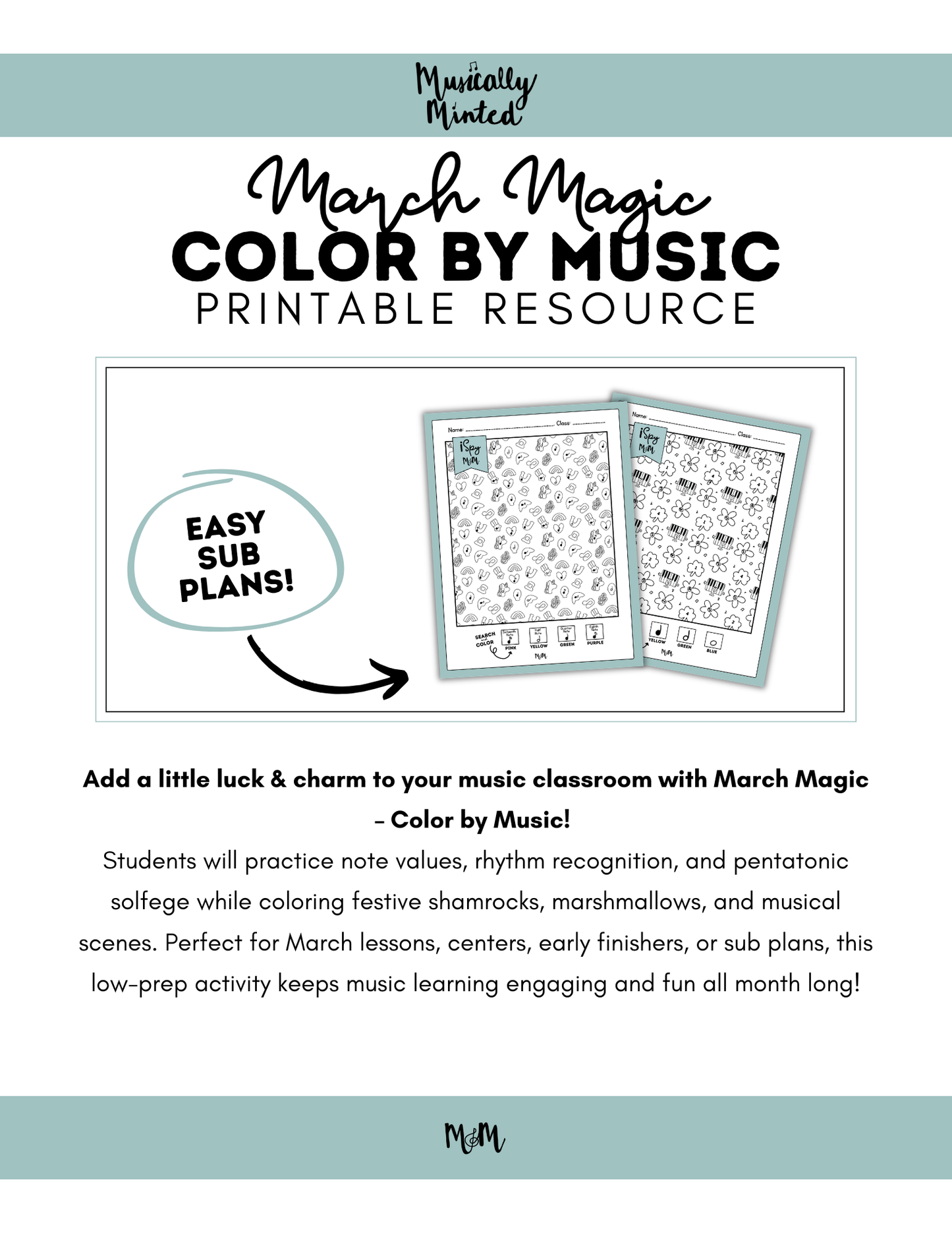 March Magic | Color by Music | iSpy Rhythm, Music Vocabulary, Solfege Coloring DIGITAL DOWNLOAD