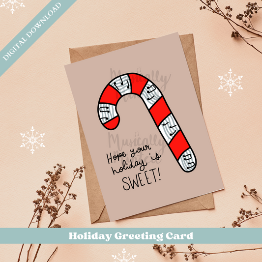 Candy Cane Holiday Greeting Card DIGITAL DOWNLOAD